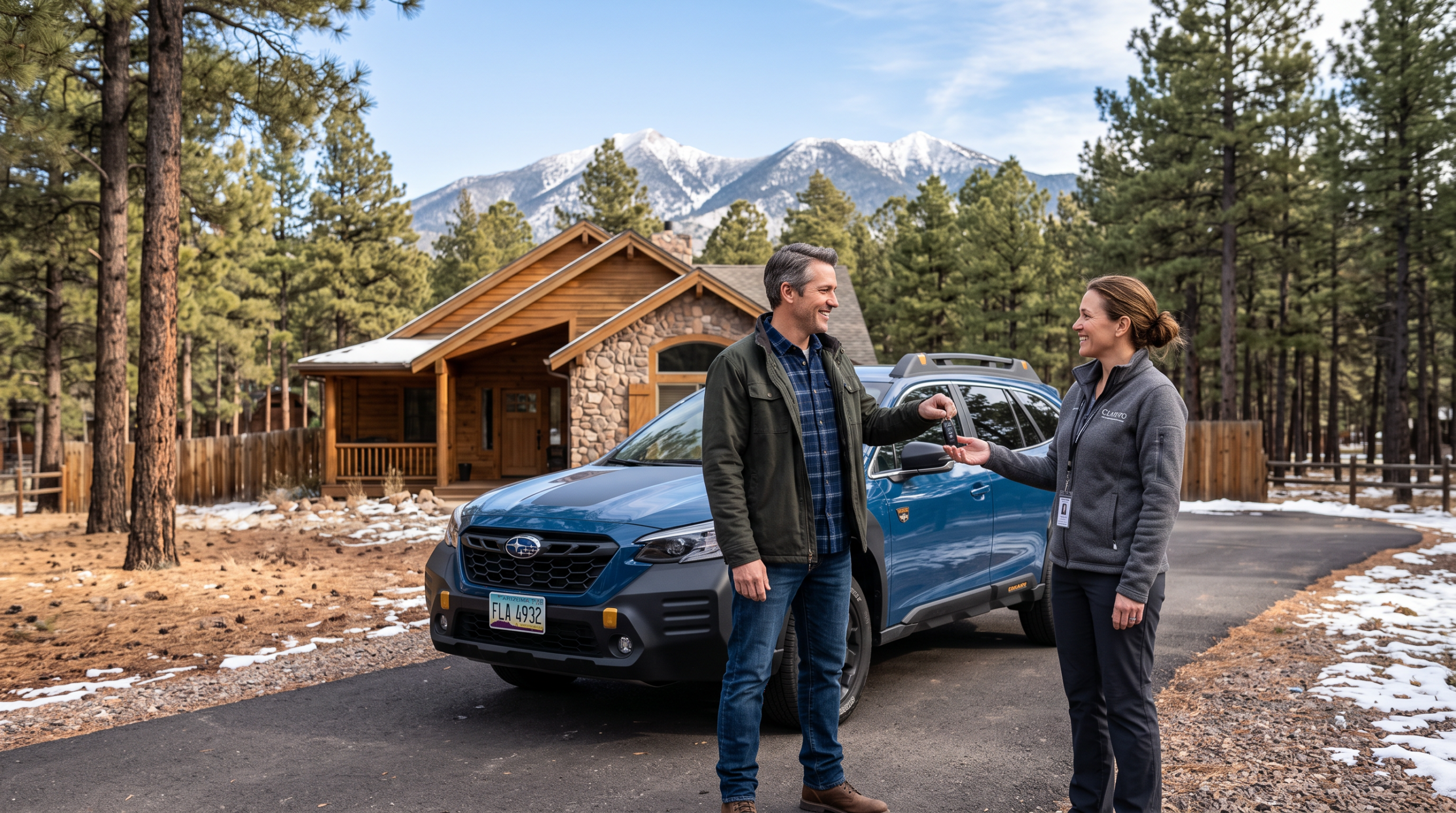 Clairvo representative collecting a car from a homeowner's driveway in Flagstaff