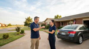 Clairvo representative collecting a car from a homeowner's driveway in Oklahoma City