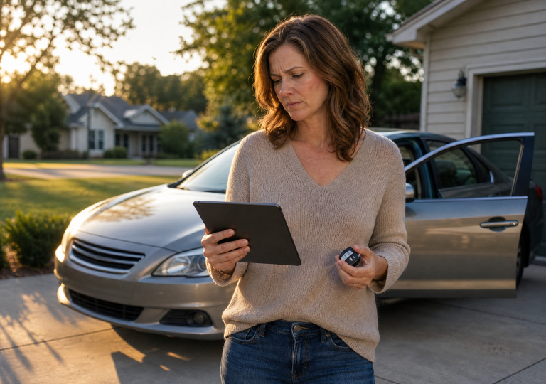a woman selling her sedan to carvana