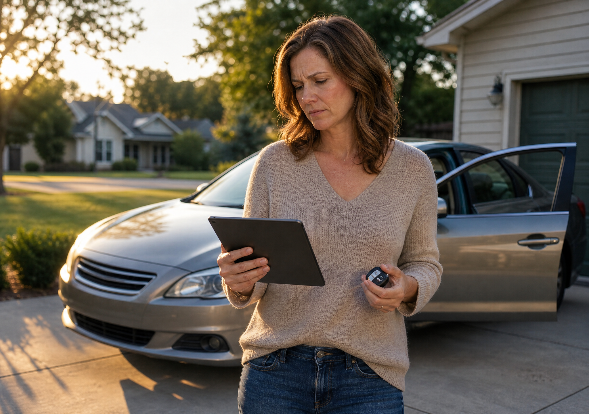 a woman selling her sedan to carvana