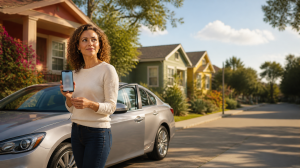 woman getting best offer for her used car