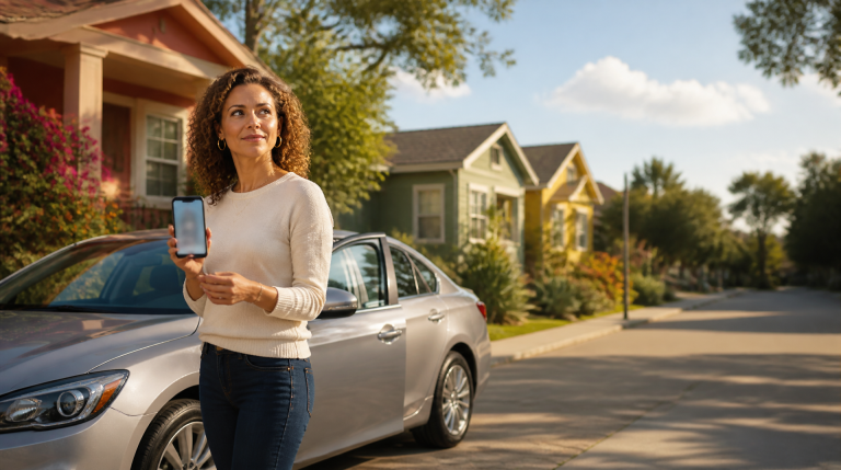 woman getting best offer for her used car